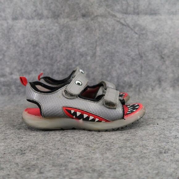 Carters Shoes Kids 11 Sandals Shark Grey Adjustable Straps Sport Active Comfort - Picture 2 of 13
